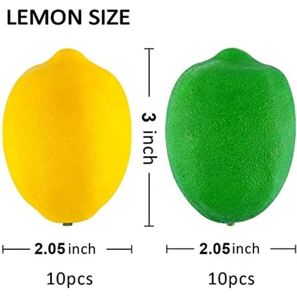 20 STK Kunstige Citroner og Limefrugter Kunstige Citroner