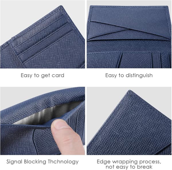 Kreditkortshållare, RFID-blockering, Vikplånbok för män, Äkta läder