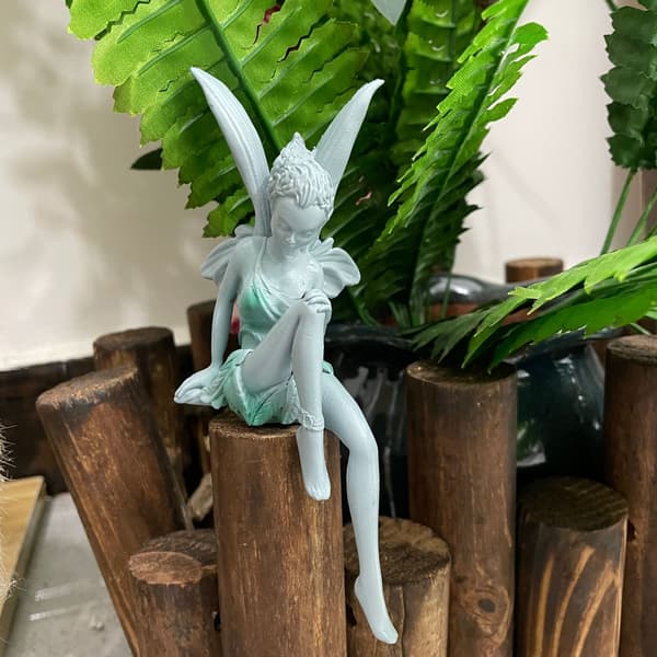 Hagefigur Sittende Fe Hagedekorasjon Utendørs Alvefigur