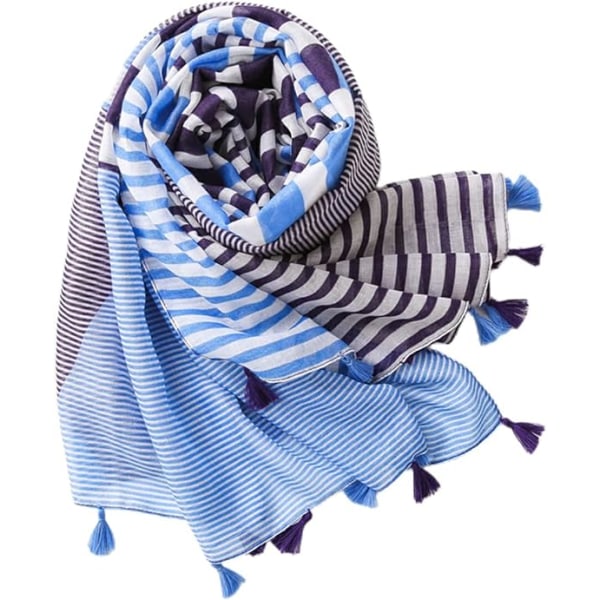 Tyylikäs naisten huivi - Blue Stripes Talvipehmeä Lämmin värikäs