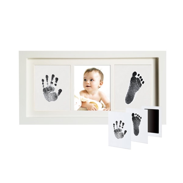 Baby Ink Footprints-ramme med blækpude, babyfod og håndaftryk K