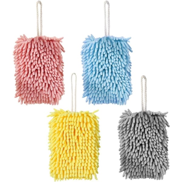 Håndklæde - Blødt og luftigt mikrofiberhåndklæde Superabsorberende hurtigtørrende håndklæder til køkken og badeværelse (4 farver, gul, pink, blå, grå)