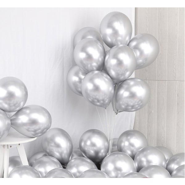 50 Stk Metallic Chrome Balloner 12 tommer Shiny Helium Party Latex