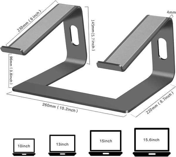 Grå Desktop Laptop Stand, Aluminium Laptop Stand Bærbar Computer Stand