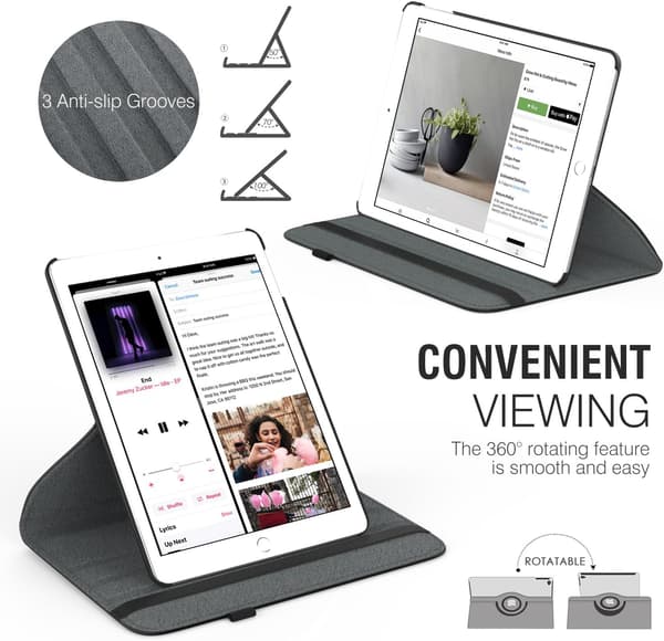 iPad 9.7 2018/2017, iPad Air-deksel - 360 graders svingbart smartdeksel