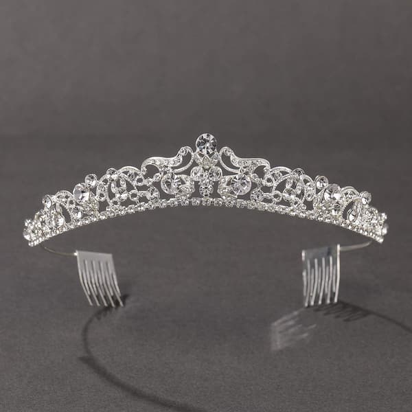 Sølv bryllupsdiademer og kroner med kam, Rhinestone brudekrone