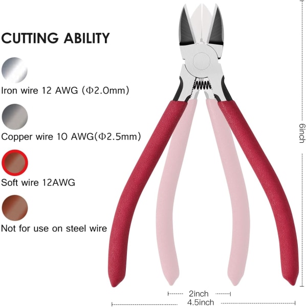 Flush Wire Cutter, 6 tommer ultraskarp og kraftfuld sidetrådskære