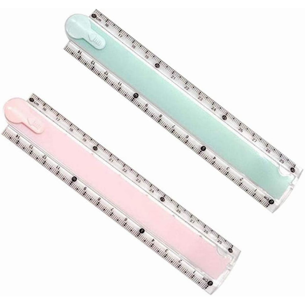 2 Stk. Folde lineal Transparent lineal Plast lineal Geometri lineal Studerende Børn Papirvarer