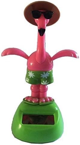 Pink Flamingo med Solbriller Solcellefigur Plastik Pink/Grøn/Brun