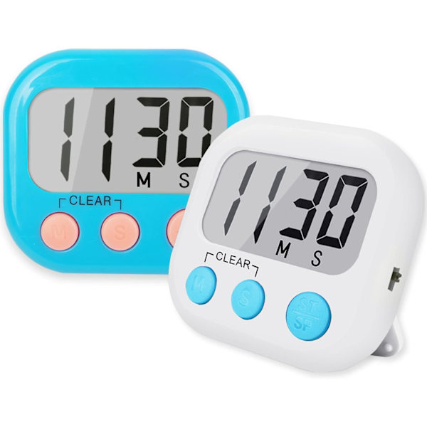2-delt lærere barn klasseromstimer, blå og hvit, magnetisk digital timer