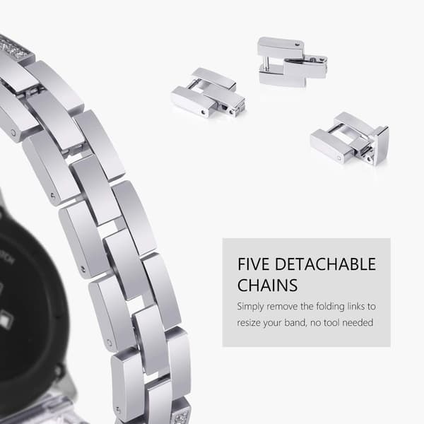 20 mm dame, bling sølv, kompatibel med Samsung Galaxy Watch