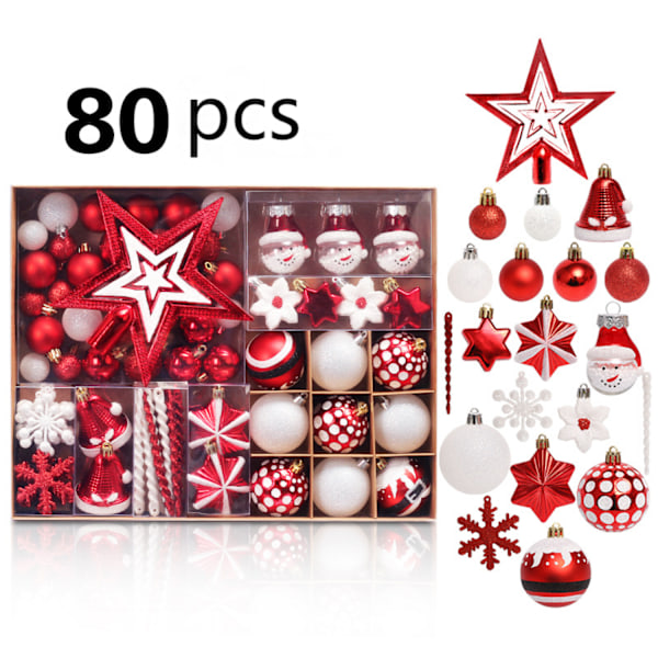 Julgranskulor i Stjärnform, 80-pack i Presentask