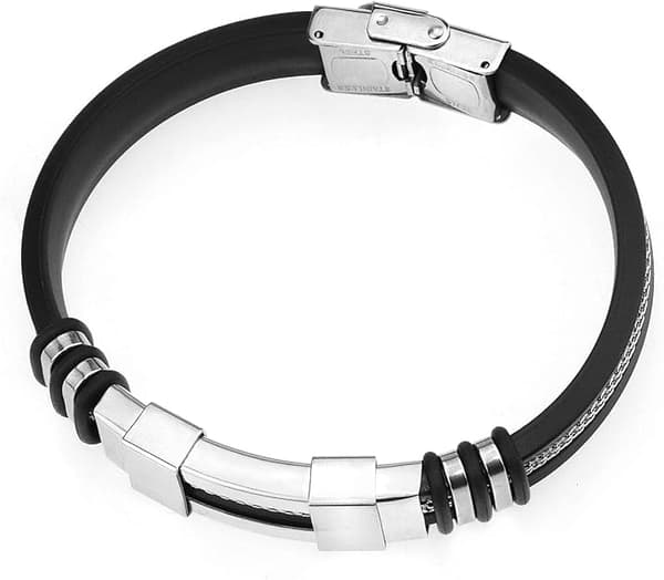 Justerbart armbånd for menn Silikonomslag Armbånd i rustfritt stål