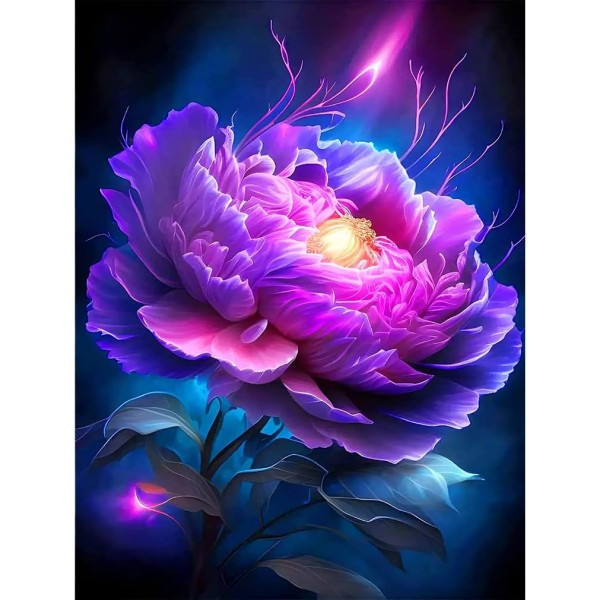12X16 tum Vuxen 5D Flower Diamond Painting Kit, Purple Flower Di