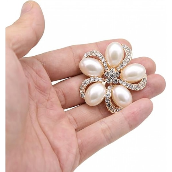 9 stk. Rosegullfargede Rhinestone-brosjer, Stort Perlekrystall Bryllupsbukettsett