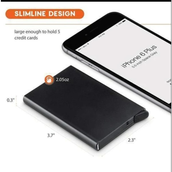 Svart kortfodral med RFID-skydd, aluminiumfack, metall