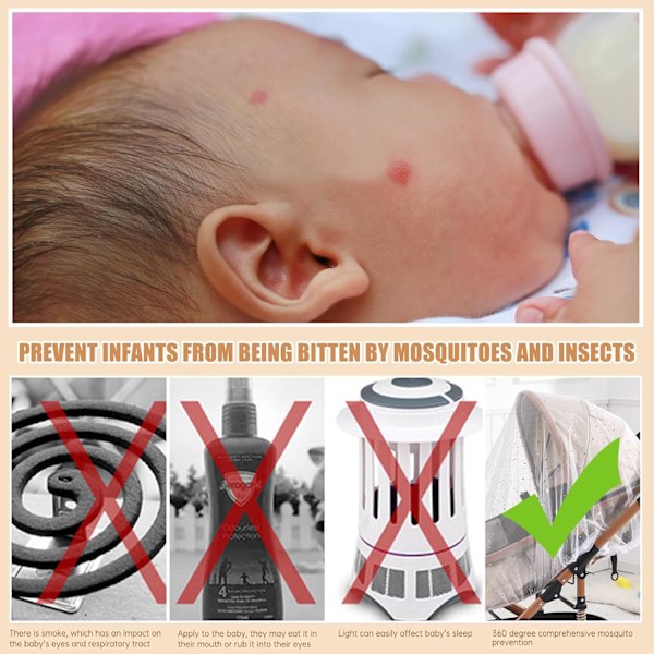 (White Star) Myggenet til Barnevogn, Baby Pram Net Bærbart Daisy Print Barnevognsnet Betræk Perfekt Bug Net til Barnevogne, Bass