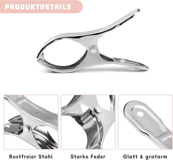 Pieces Store Tøjpinde, 12 cm Rustfrit Stål Strandhåndklæde Klip C