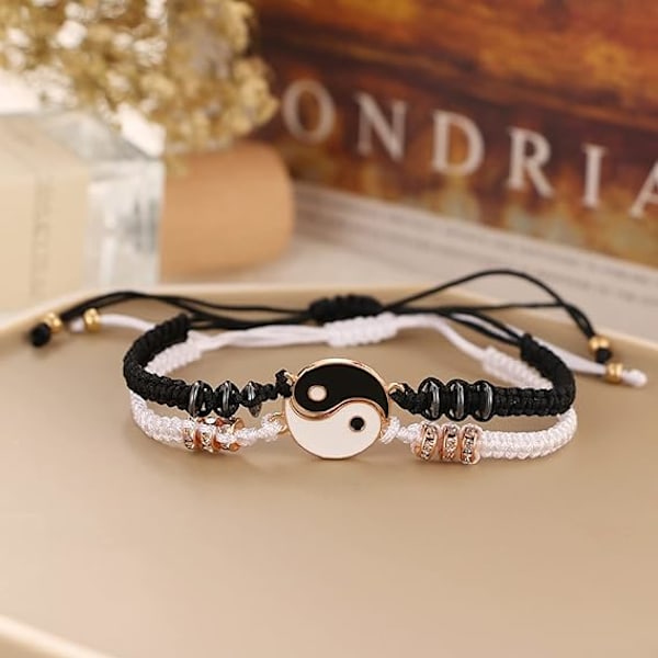 2 Vänbandsarmband Justerbart Snöre Yin Yang Armband