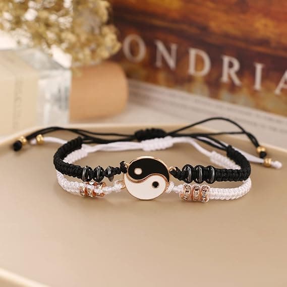 2 Vennskapsarmbånd Justerbart Yin Yang-armbånd