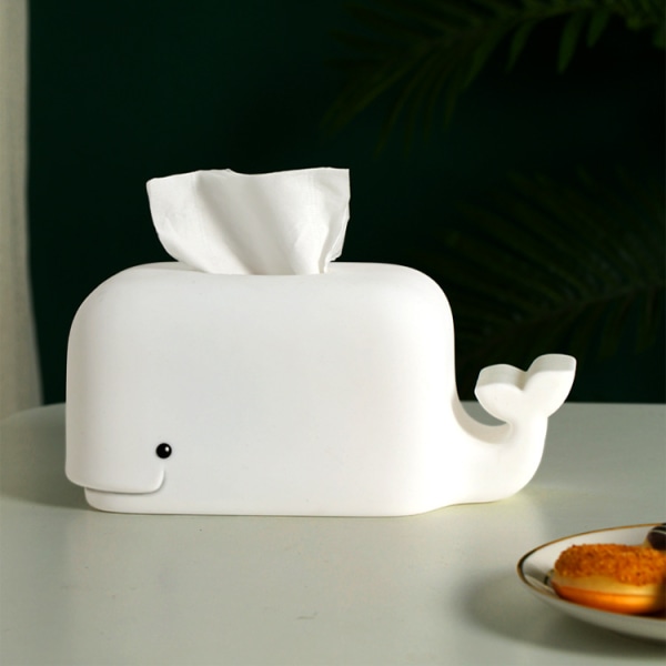 Tissue Box - White Silicone Whale Desktop Drop Resistant Home Dec