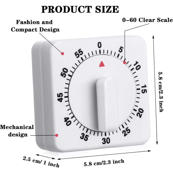 2 kpl keittiöajastin 60 minuuttia 1 tunti visuaalinen keittiöajastin Min