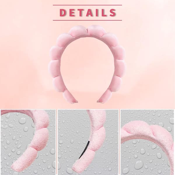 (Rosa) Puffy Sminkehodeband Spa-hodeband for Kvinner Svamp & Terry Håndkle Stoff Klipp