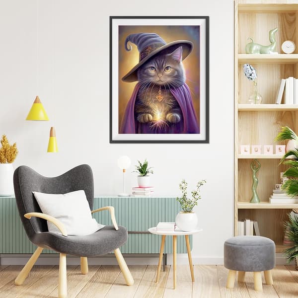 Kat Diamantmaleri Sæt til Voksne, 30x40cm 5D Magic Cat Diamant