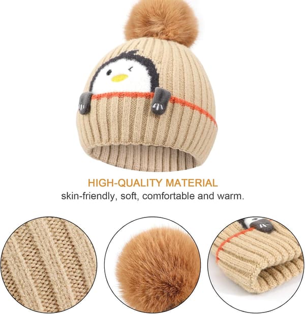 Vintervarm Stickad Hatt och Halsduk Set för Barn, Vintertjock Fleece
