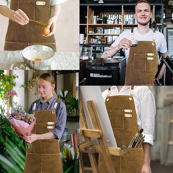Canvas Crossover Förkläde, Kock BBQ Förkläden för Män med Fickor, Bomull
