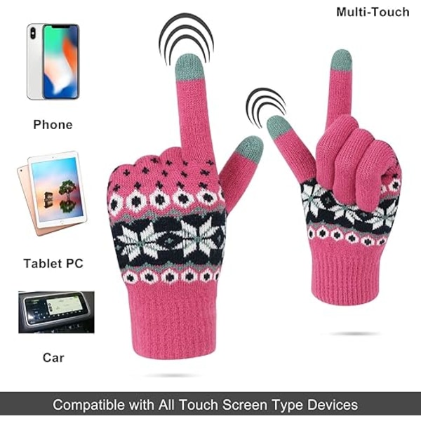Vinter Touch Screen-handsker med varmt blødt for, elastiske manchetter f