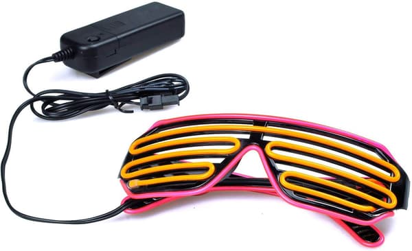 Glow Shutter Neon Rave -lasit El Wire -vilkkuvat LED-aurinkolasit Li