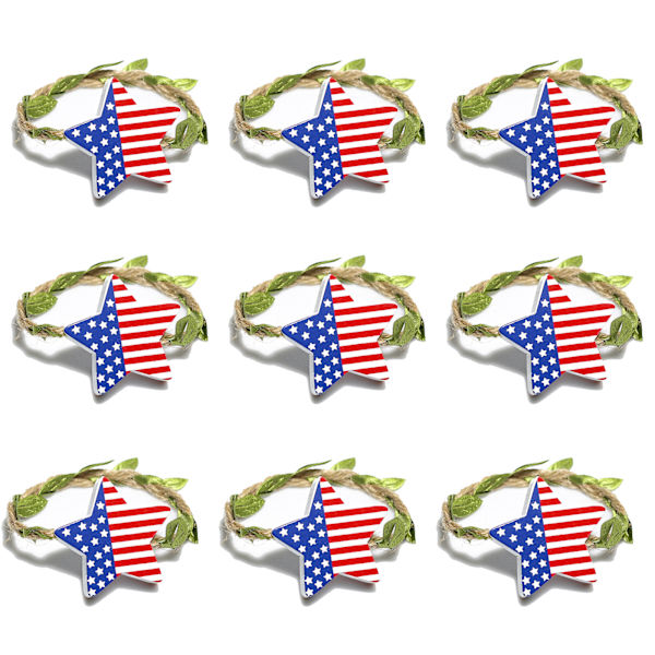 9-pack Independence Day Handvävda Rep Gröna Blad Gräs Rep Servett