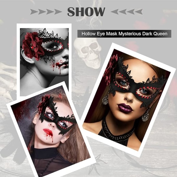 Black Carnival Flower Mask, Ladies Masquerade Mask, Half Mask for