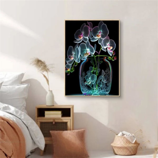 (30x40cm - Glow-in-the-dark Blommor C) 5D Diamantmålning Kit Ros