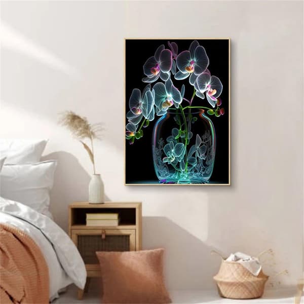 (30x40cm - Selvlysende blomster C) 5D Diamantmaleri Kit Ro
