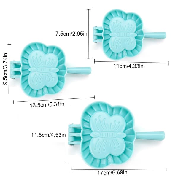 3 stk. blomsterformet ravioli-dumplingsmaskinsett, 3 dumplingformer