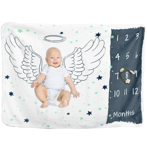 Baby Milestone-tæppe, Unisex Baby Monthly Age Tæpper, Photogr