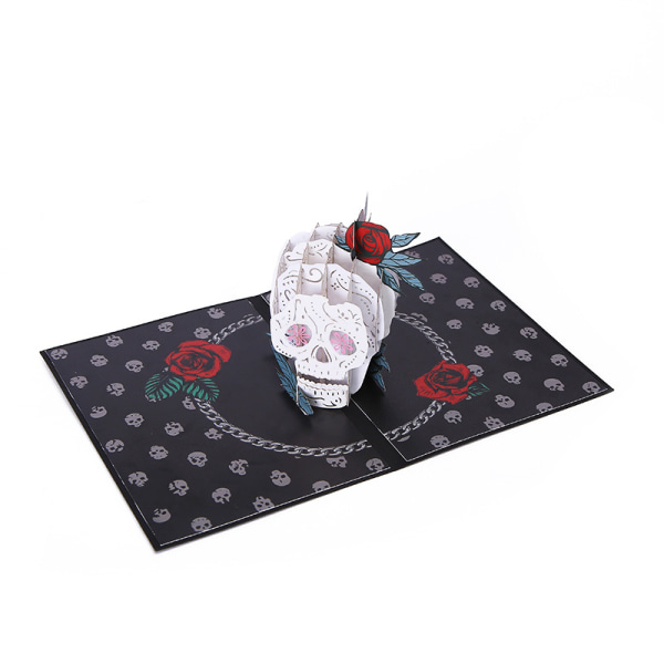 3 Halloween Roseskalle Tredimensionella Gratulationskort Mörkt Trend