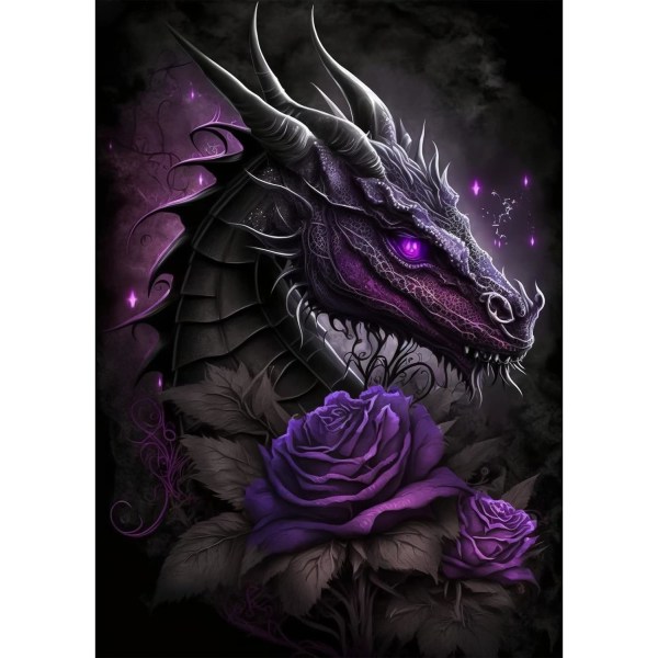 5D Diamond Painting Kit, (30X40cm, Dragon 3) Purple Dragon Diamon