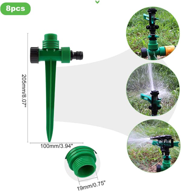 Gräsmatta Bevattningssystem, 8-pack med Justerbara Sprinkler 8 x 4 Spik