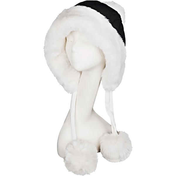 (Sort) Peruviansk Vinter Pom Pom Hue med Ørevarmer Sherpa Fleece Foring Sne Varm Skull Hat Jul til Kvinder