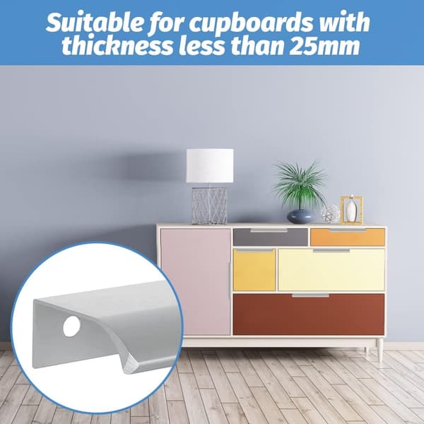 8 stk. Bagerste Montering Greb Usynligt Greb Sølv Skab Køkken