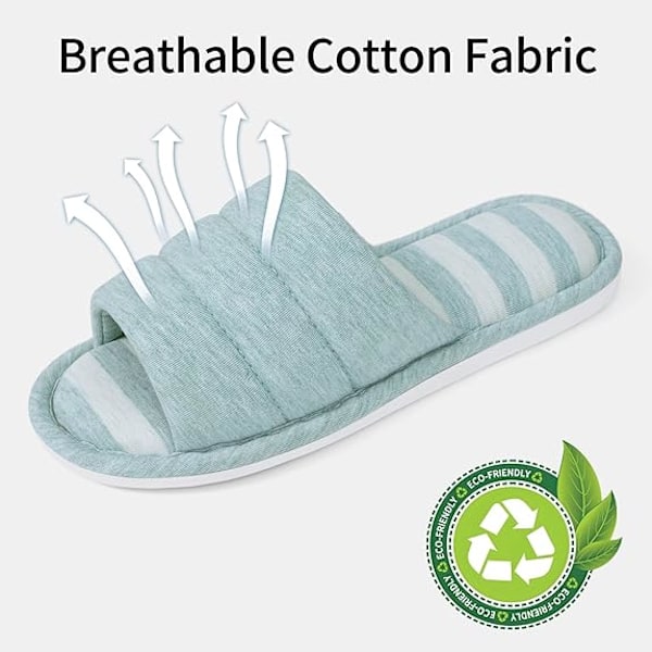(L) Naisten avokärkiset kotitossut miesten pehmeät puuvillaiset kotikengät memory foam -sisäpohjalla, slip-on malli makuuhuoneeseen