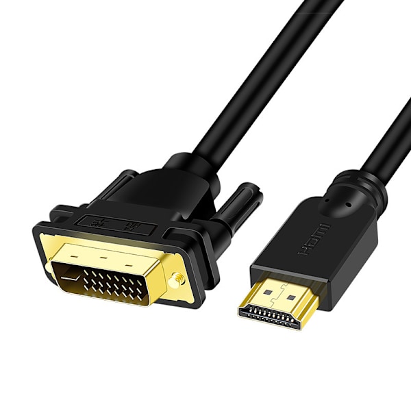 HDMI-A - DVI (uros) -sovitinkaapeli, kaksisuuntainen 1080P, kullattu, 1 m, yksittäispakkaus, musta