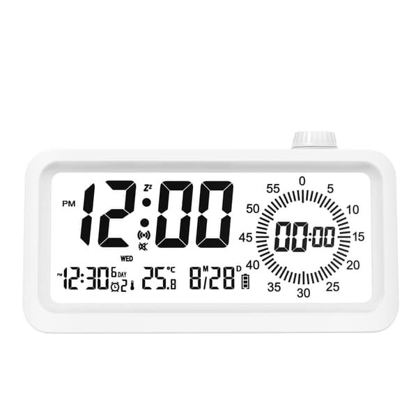 1 stk. hvit timer alarmklokke digital matlagingstimer, bordtimer, kontortimer for barn og voksne, ti