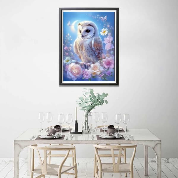 30x40cm, Diamantmalerisett Ugle 5d diamantmalt rhinestone e