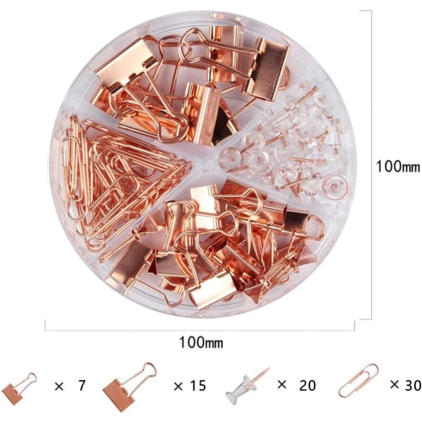 Rose Gold Paperiliitinvalikoima, Paperiliittimet, Push Pin Setit, Dura