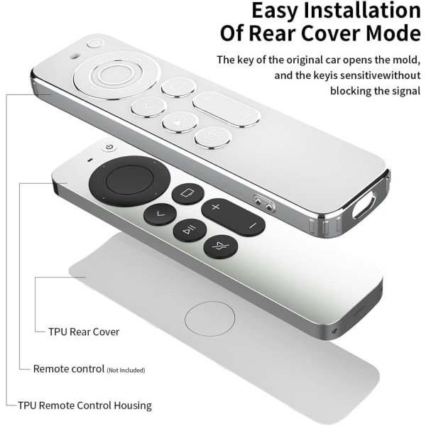 Apple TV Remote Case (hvid) 4k 2021 Soft TPU Protective Case, Sc