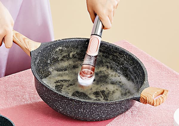 Diskborste - Rengöringsborste - Rosa - Diskborste med tvålbehållare - Diskborste set - Diskbänk med droppbricka